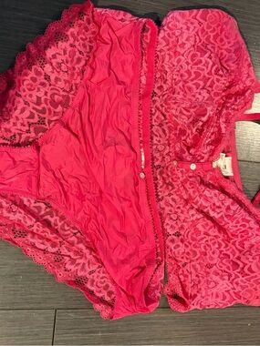 Deesse Lingerie Bright Pink Lace Babydoll Set U11